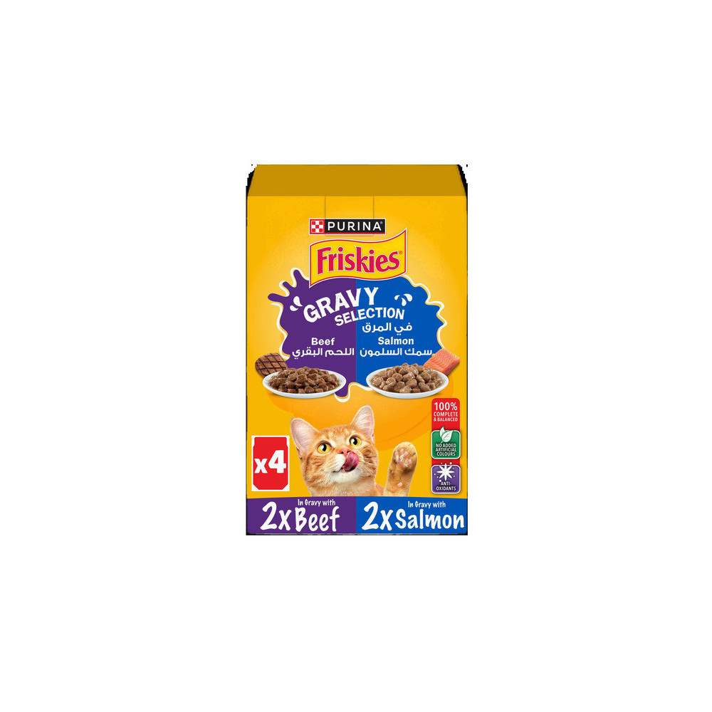 Friskes Gravy With Salmon And Beef 85g 4 Pieces