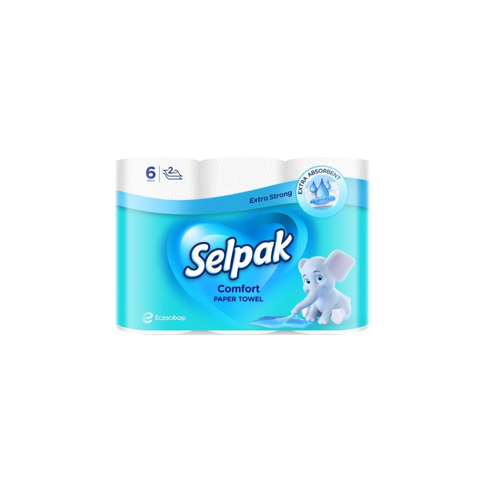 Silpack Comfort Paper Towel Roll 90 Sheets 2 Layers 21.8cm 12.8cm 6 Rolls
