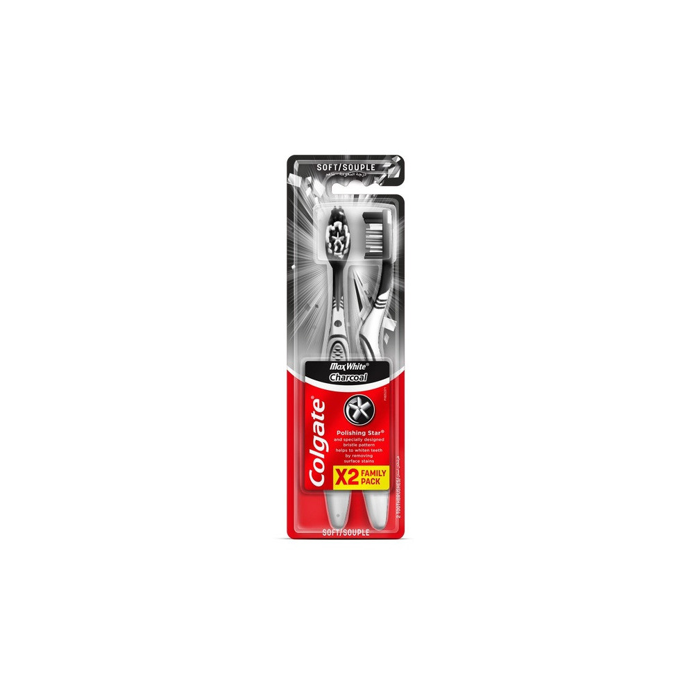 Colgate Medium Charcoal Toothbrushes (Pack of 2)