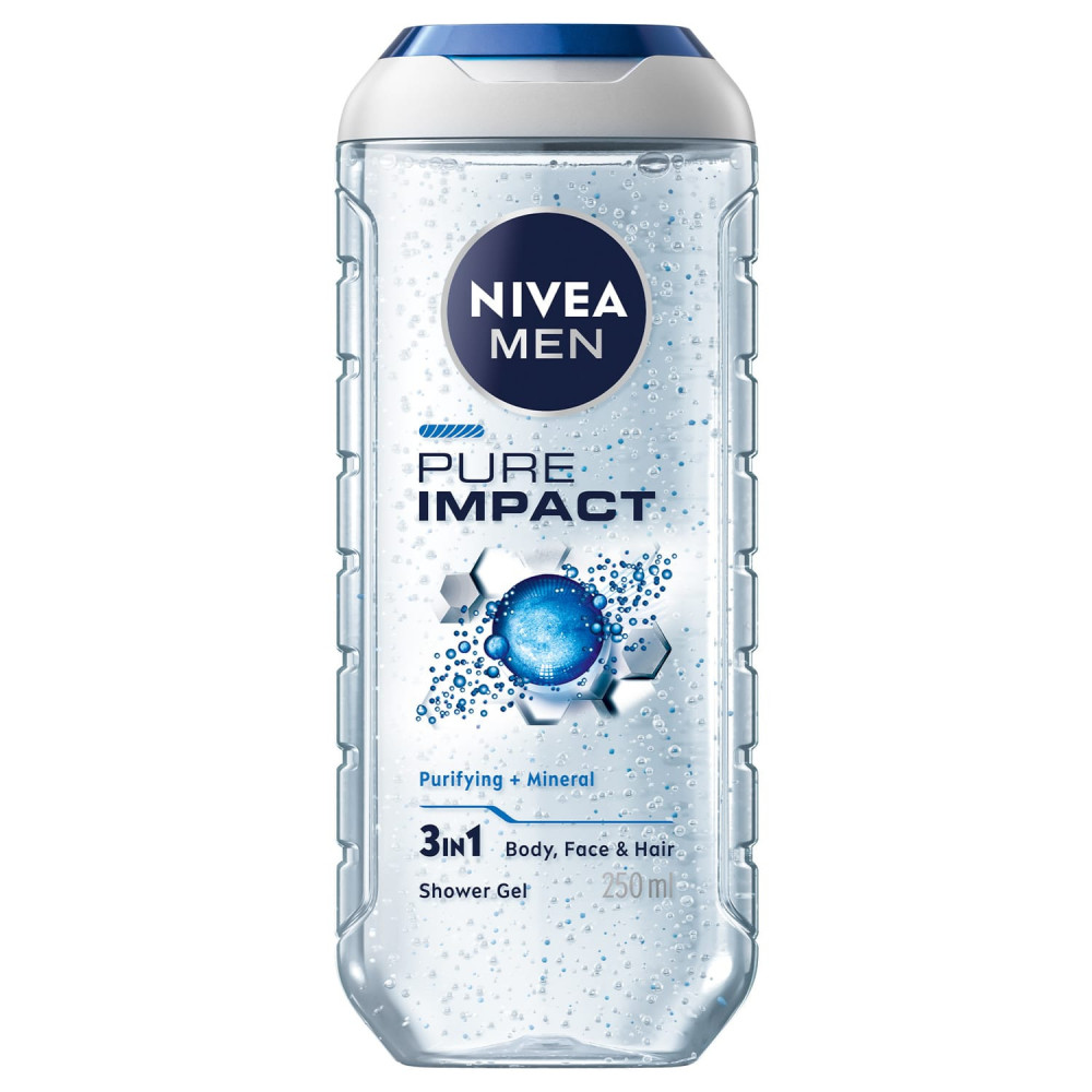 Nivea Men 3in1 Pure Impact Shower Gel 250 ml