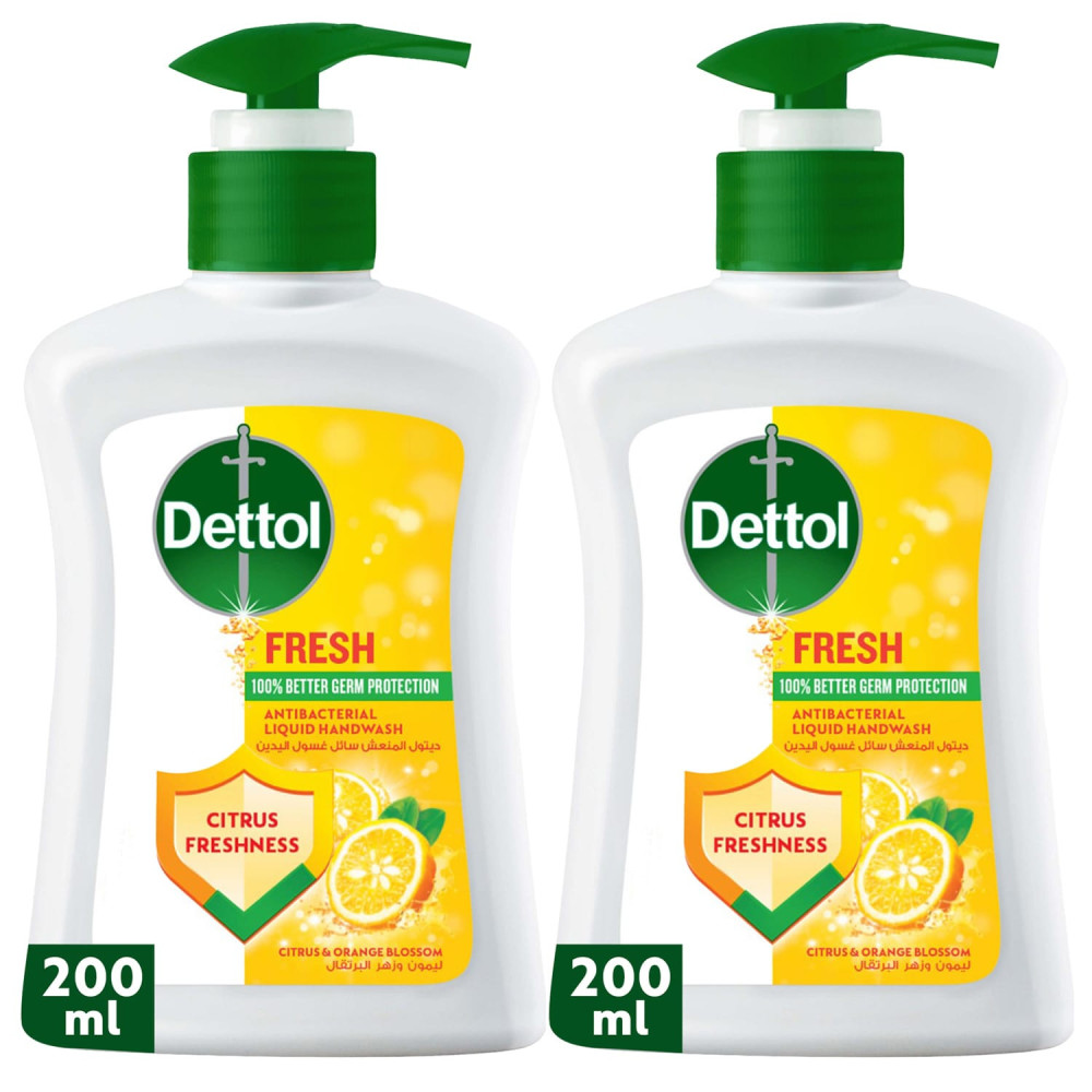Dettol Fresh Anti-Bacterial Liquid Hand Wash Citrus & Orange 2x200ml