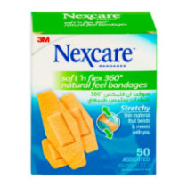 Nexcare Soft & Flex 360 50 Pieces Assorted