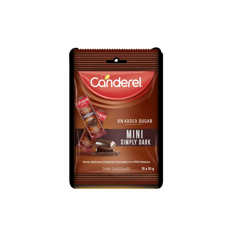 Mini dark chocolate packets no added sugar 15 x 10g Canderel