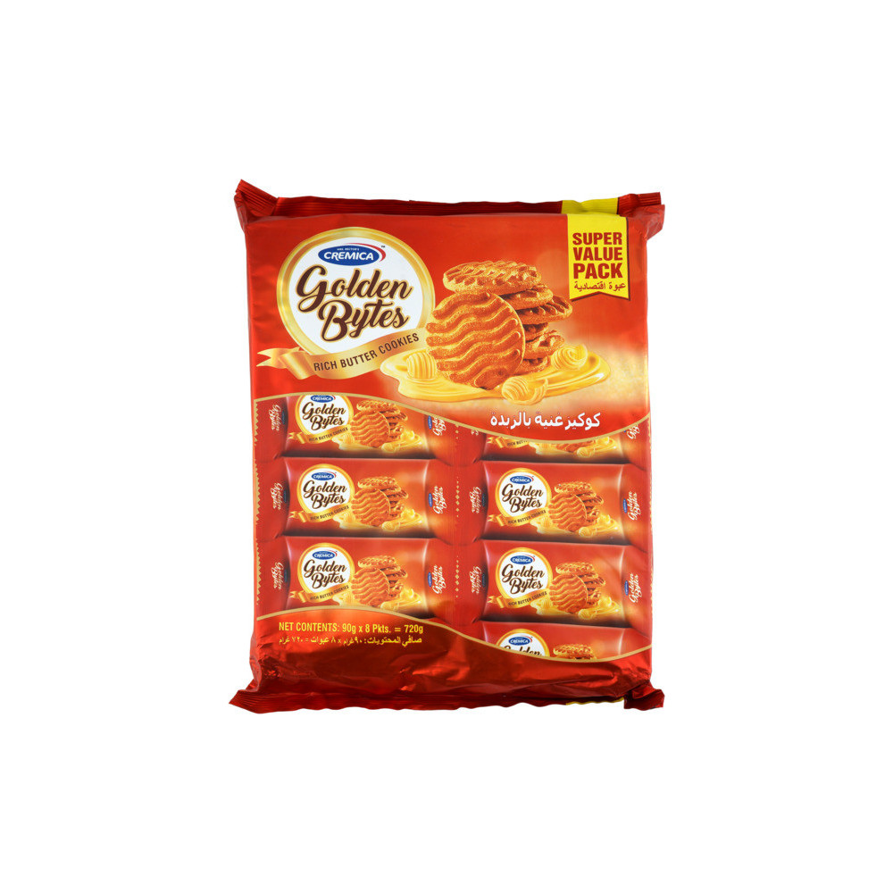 Cremica Golden Bytes Rich Butter Cookies 8x90g