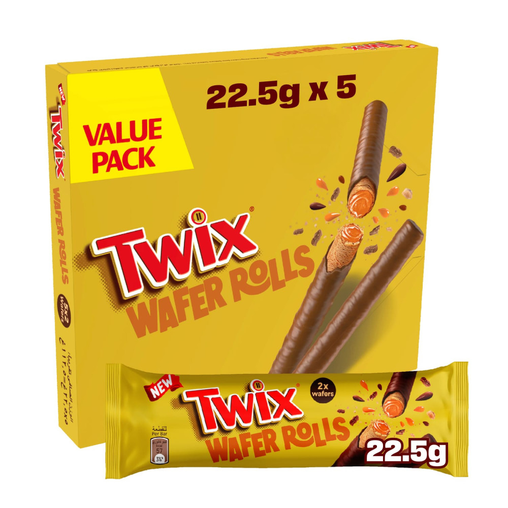 Twix Chocolate Caramel Wafer Rolls 22.5GmX5