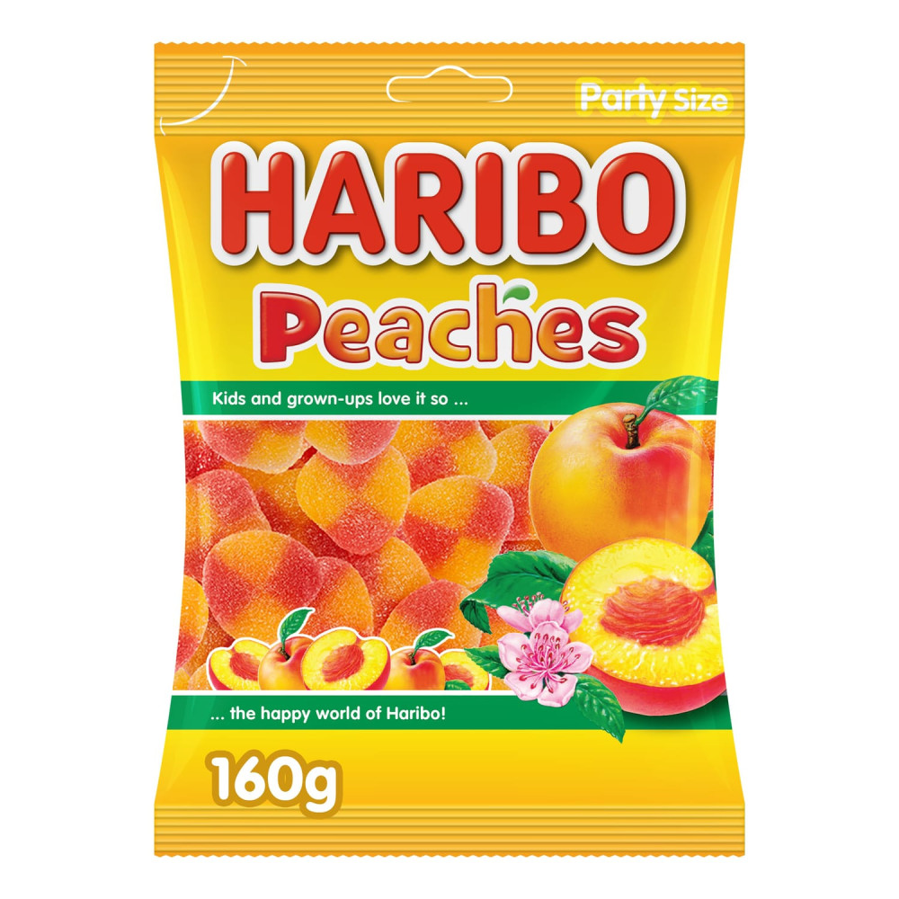 HARIBO PEACHES JELLY CANDY FRUIT FLAVOUR PACK 160G