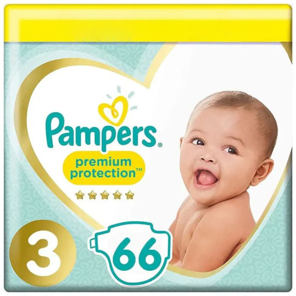 PAMPERS PREMIUM PROTECTION SIZE 3, 6-10 KG 66 DIAPERS
