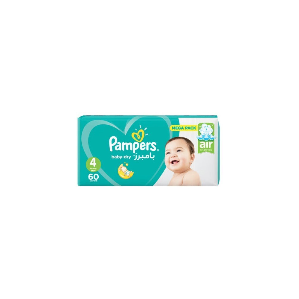Pampers Baby Dry Jumbo Size 4 Pack Maxi 60'S