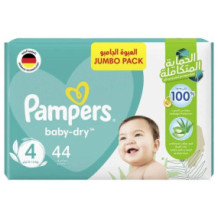 Pampers Baby-Dry Taped Diapers with Aloe Vera Lotion Size 4, 9-14kg, 44 Count