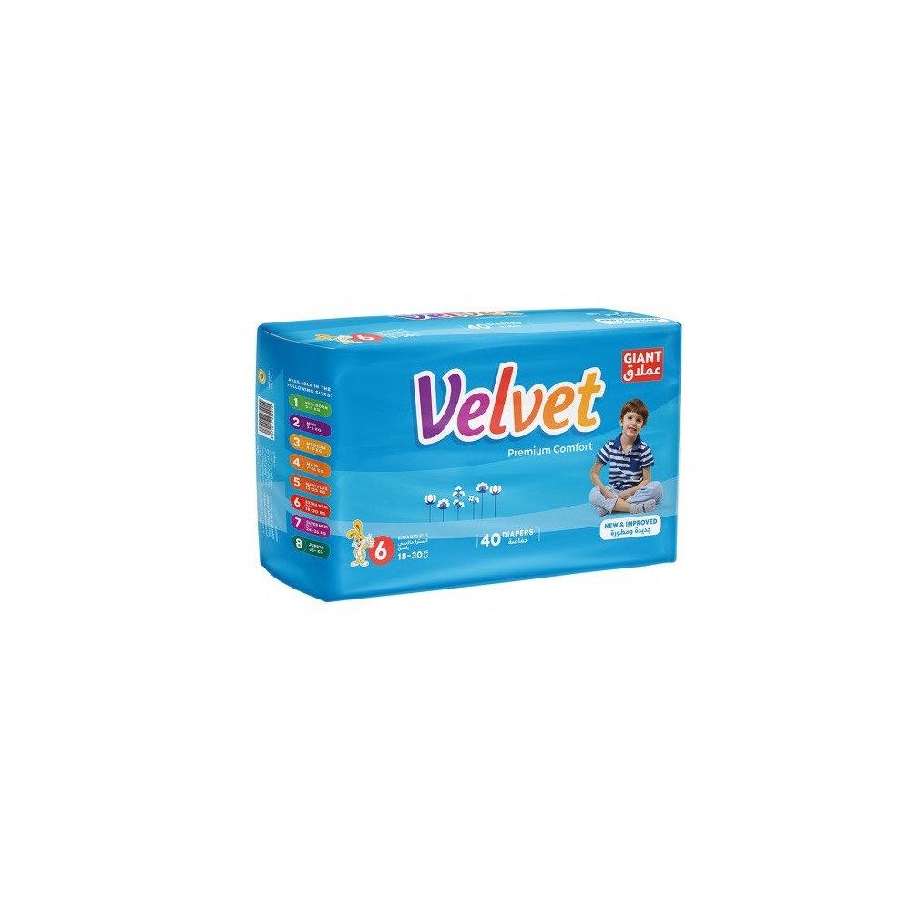 Velvet Giant Extra Maxi Plus 18-30 No. 6 (40 Diapers)