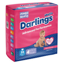 Darlings Jumbo Baby Diapers (26 Diapers) 10-20 Kg No. 4+