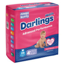 Darlings Jumbo Baby Diapers (26 Diapers) 10-20 Kg No. 4+