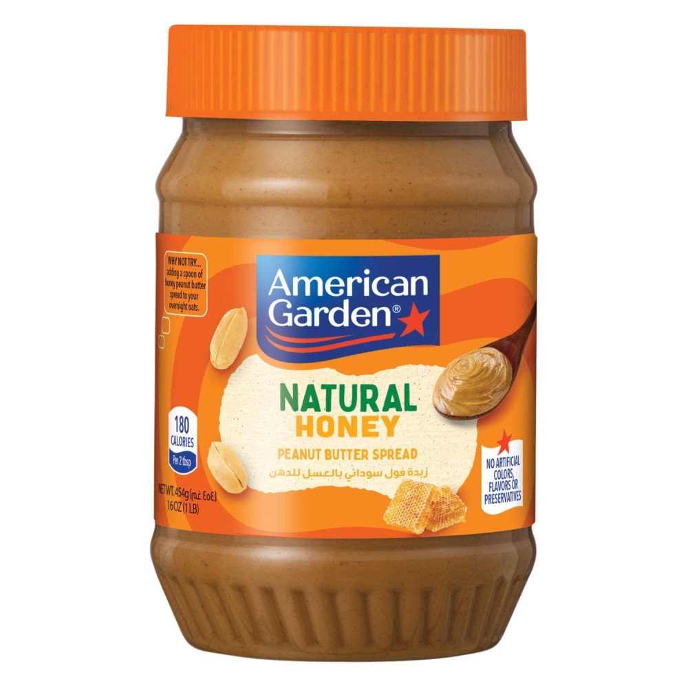 American Garden Natural Honey Peanut Butter Spread 454g