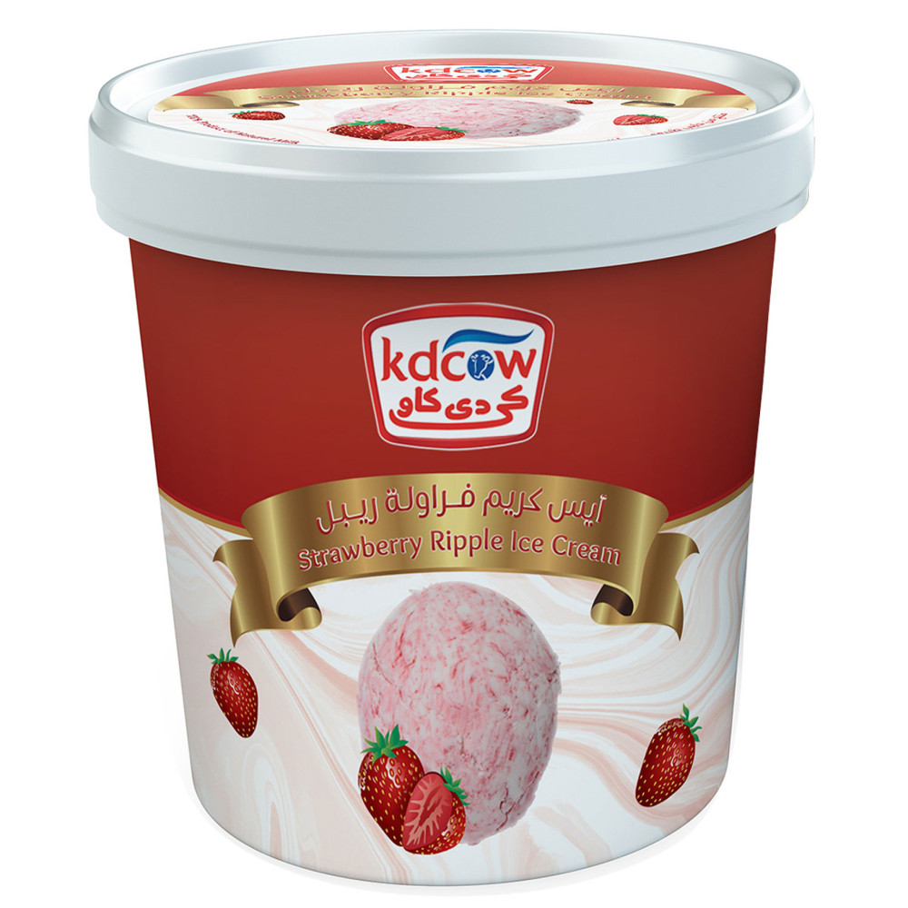 KD Cow Strawberry Ripple Ice Cream 1 liter