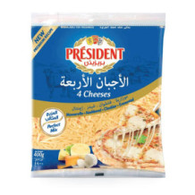 بريزيدنت ٤ اجبان-موزاريلا-قشقوان-شيدر-امنتال-400جم
