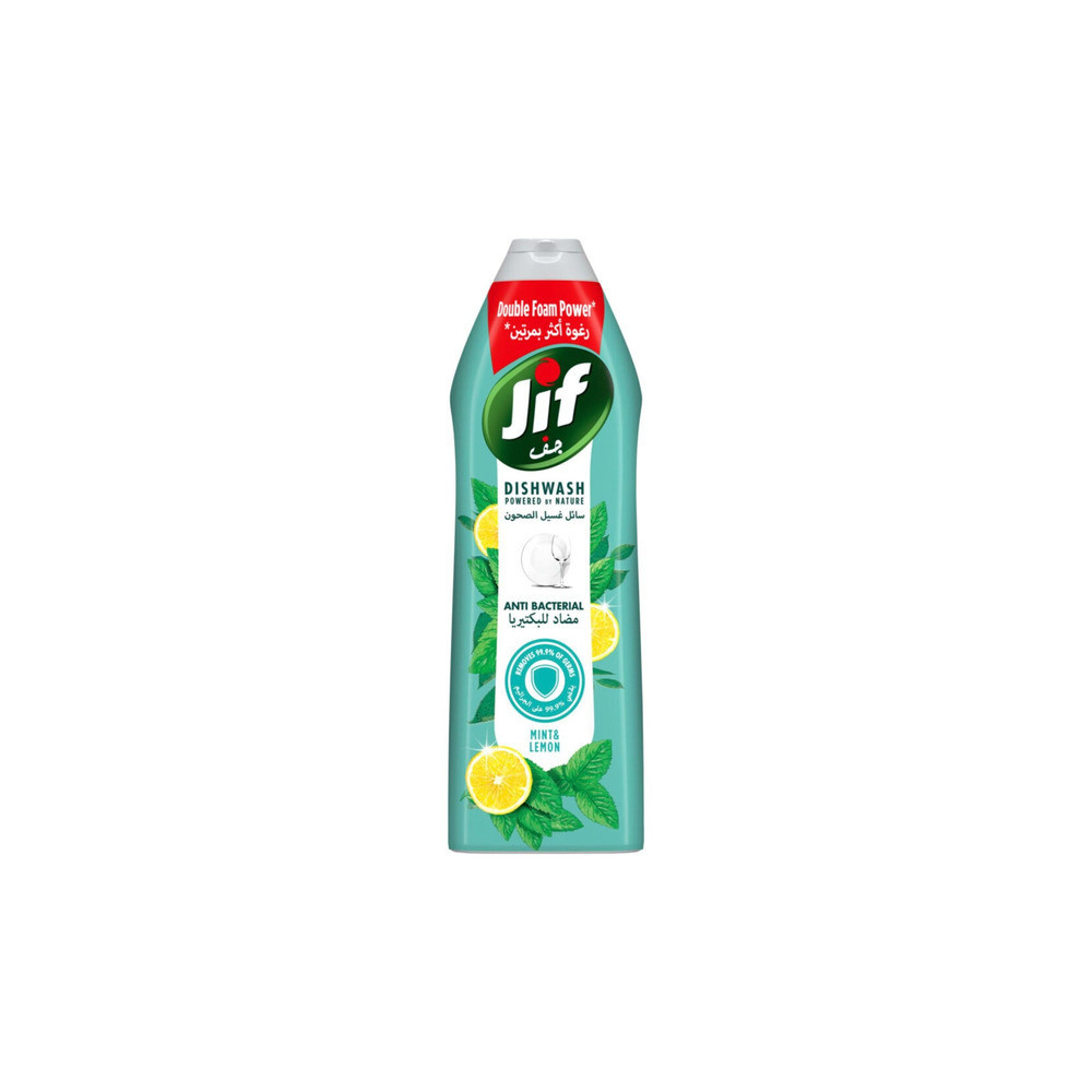 Jif Antibacterial Dishwashing Liquid Mint & Lemon Double Foam Power 750 ml